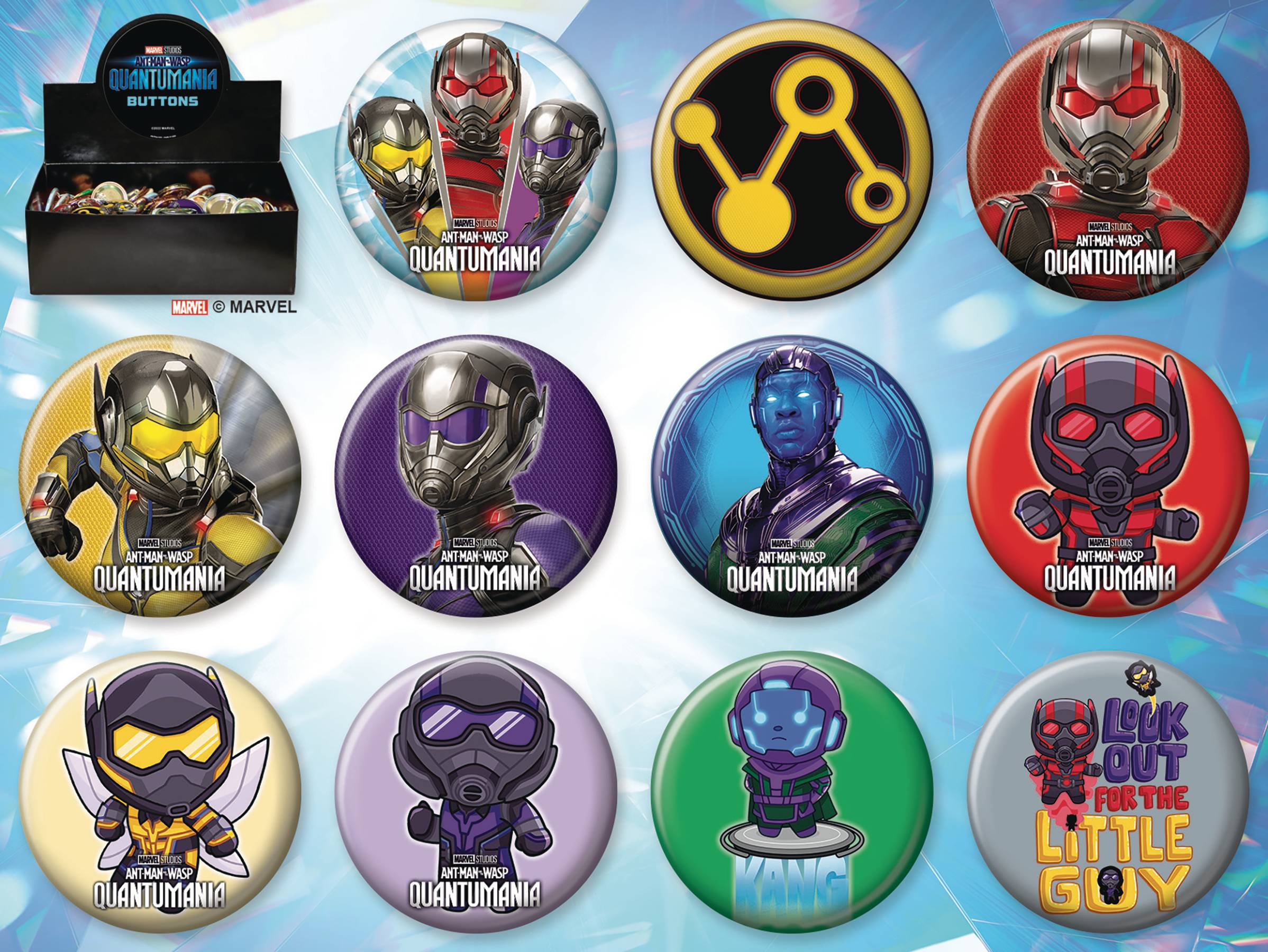 OCT228282 - ANT-MAN AND THE WASP: QUANTUMANIA 144 PC BUTTON ASST