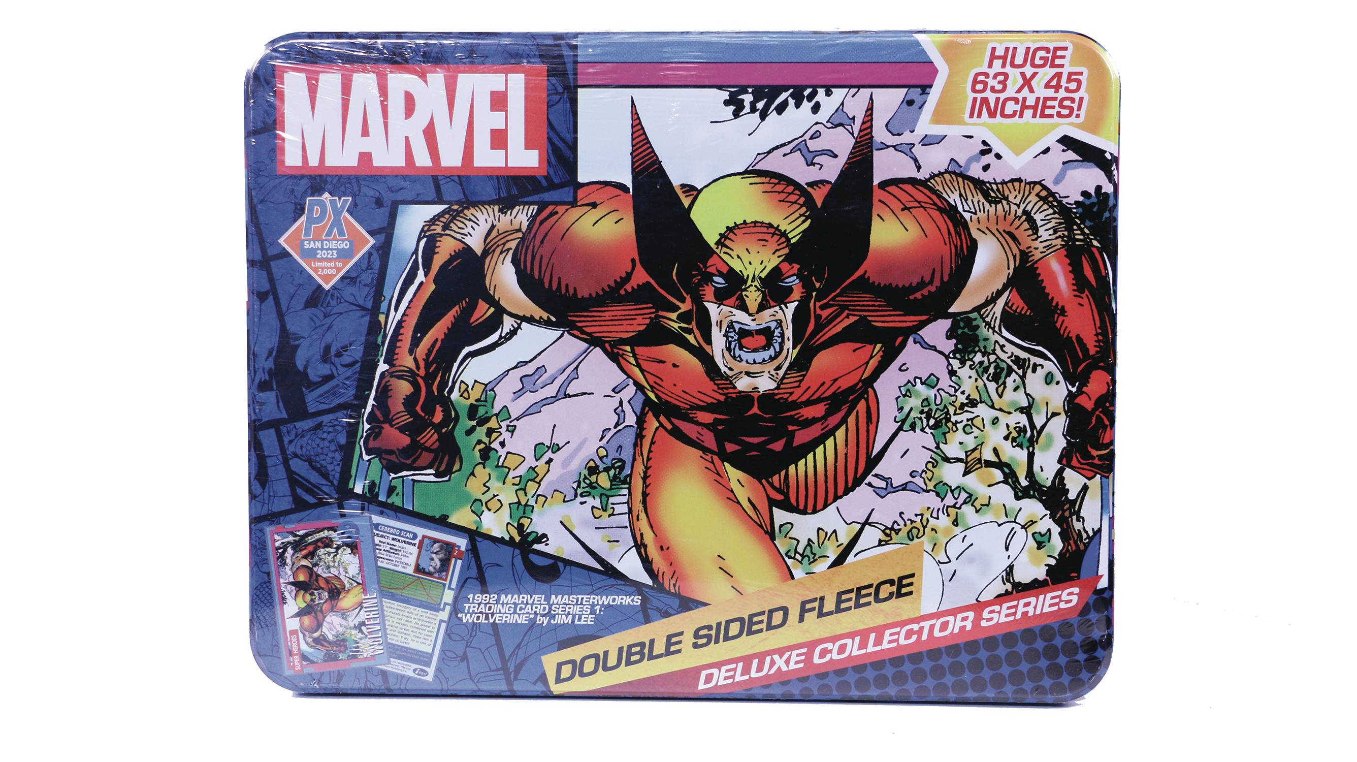 SDCC 2023 MARVEL WOLVERINE CARD PX DLX FLEECE BLANKET TIN (C