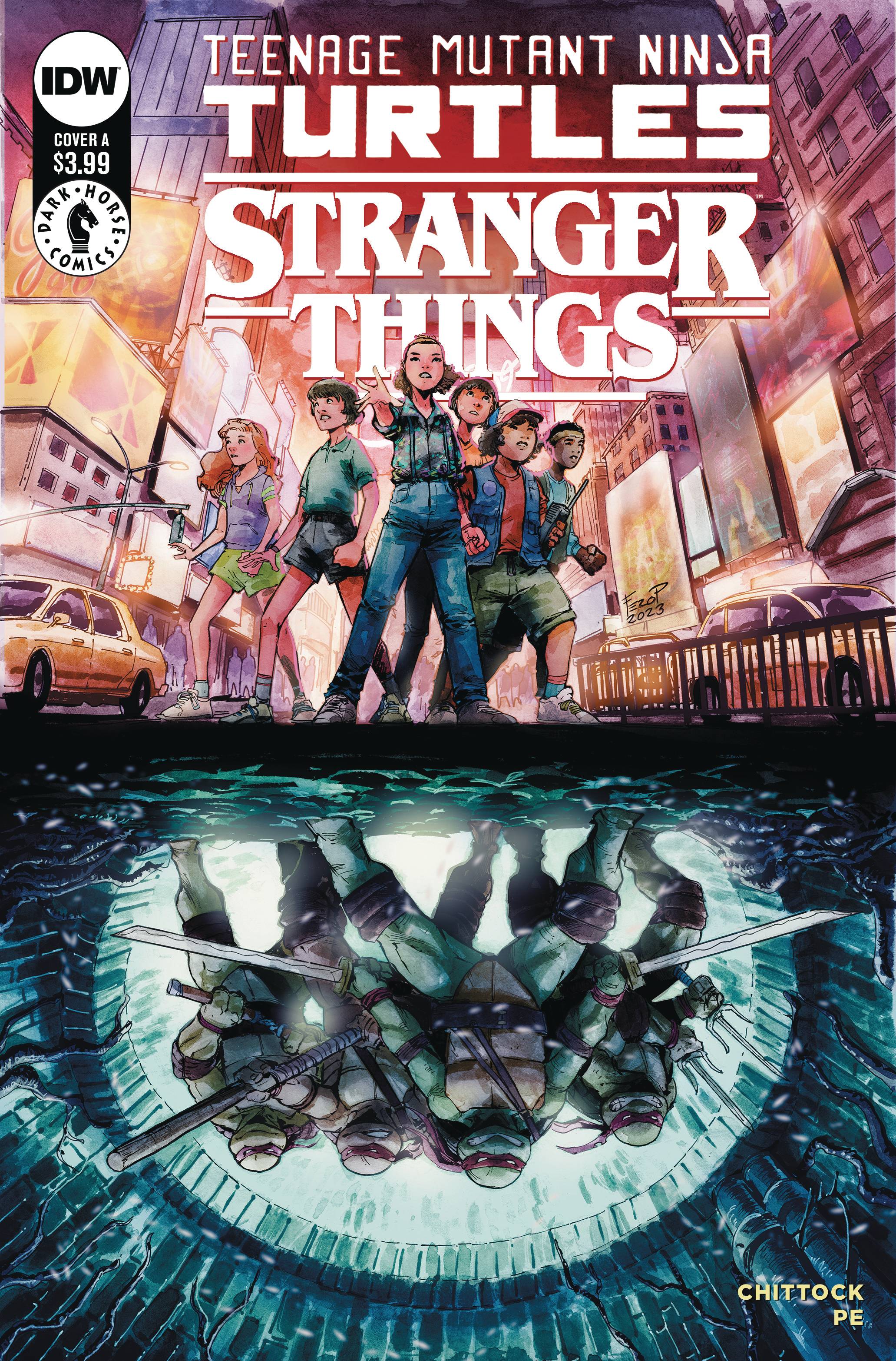 MAY231438 TMNT X STRANGER THINGS 1 CVR A PE Previews World