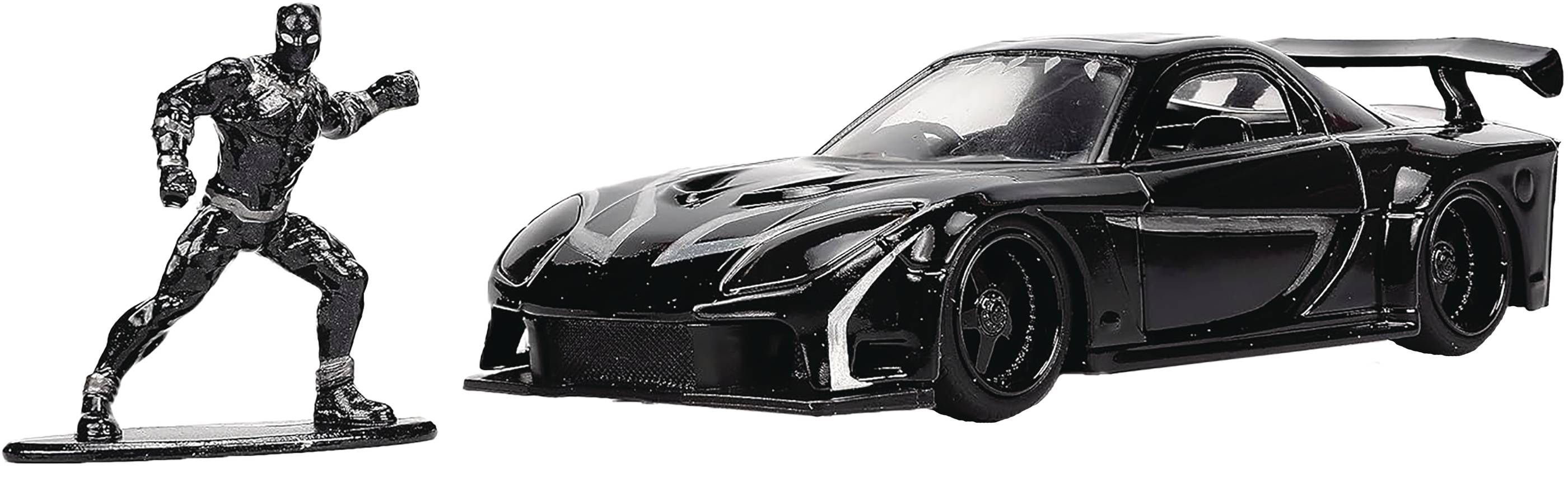 MARVEL MAZDA RX-7 W/ BLACK PANTHER FIG 1/32 DIE-CAST VEHICLE