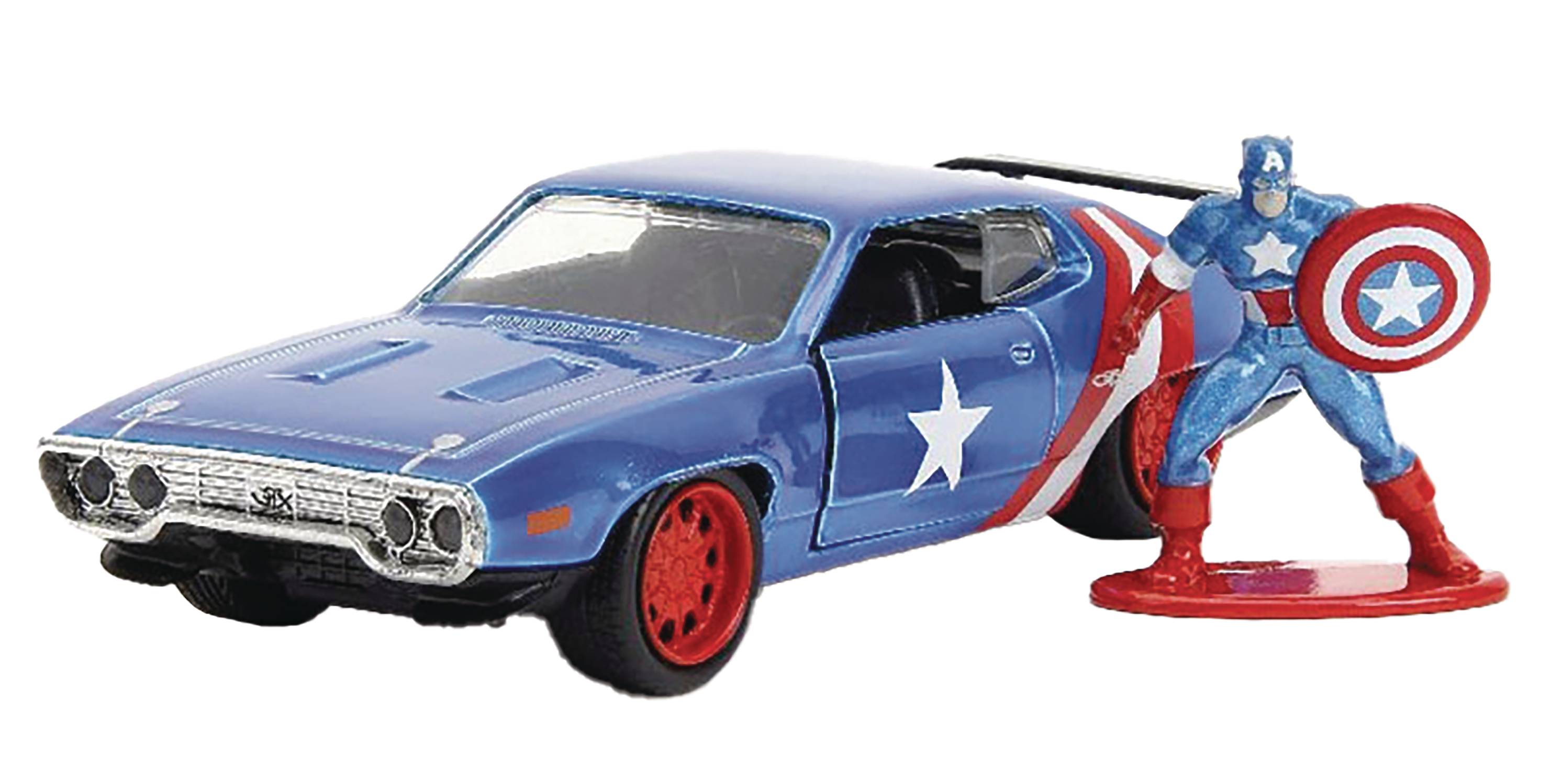 MARVEL 71 PLYMOUTH GTX W/ CAPTAIN AMERICA FIG 1/32 DIE-CAST
