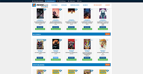 Diamond Comic Distributors, PREVIEWSworld, Pullbox, pull and hold