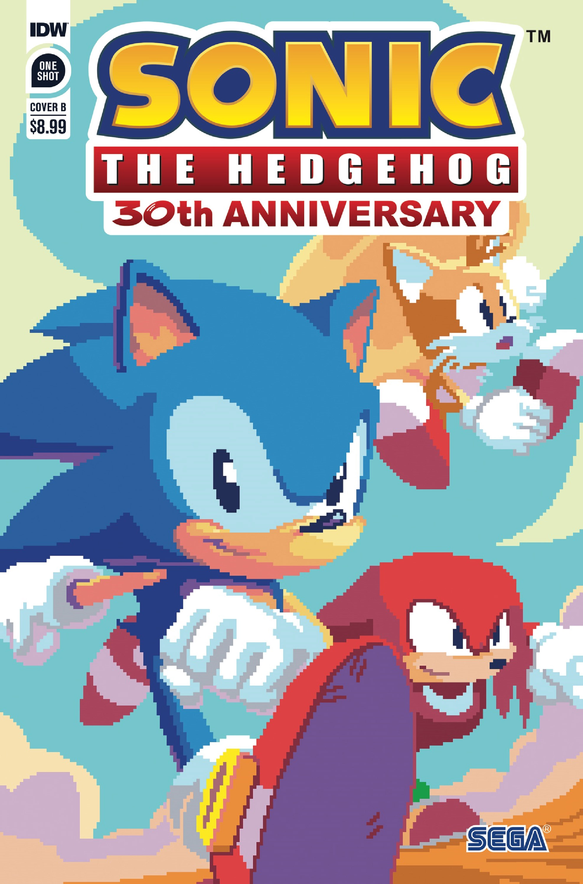 Sonic the Hedgehog 30th anniversary comic cover B - featuring Sonic, Knuckles, and Tails